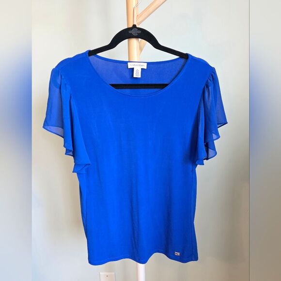 💫2 For $30💫 Bundle Corresponding Items For Deal!!! Calvin Klein Blue Blouse - Picture 1 of 4